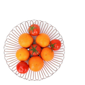 Modern Cheap Living Room Handmade Decorative Vegetable Storage Chrome Iron Wire Metal Fruit Basket